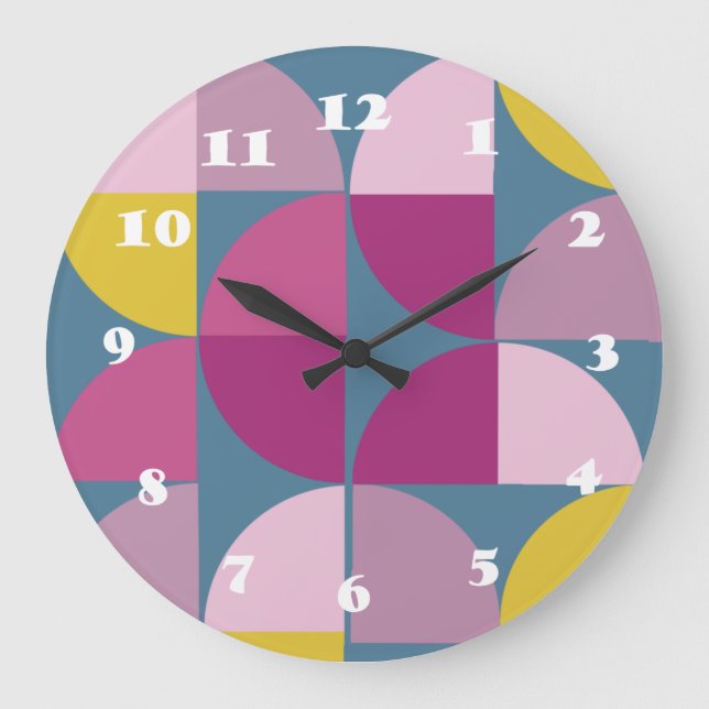 mid century mild psychedelic purple pink colours m large clock (Front)