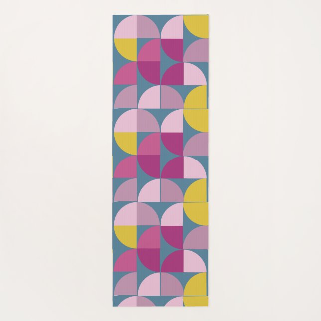 mid century mild psychedelic purple pink colours m yoga mat (Back)