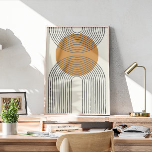 Mid century minimal arch with circle poster
