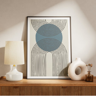 Mid century minimal arch with circle poster