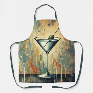 Mid Century Mixed Media Martini Art Apron