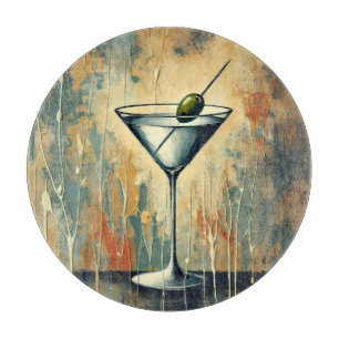 Mid Century Mixed Media Martini Art Cutting Board