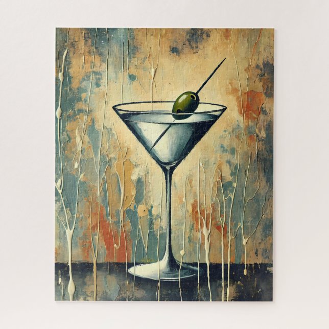 Mid Century Mixed Media Martini Art Jigsaw Puzzle (Vertical)
