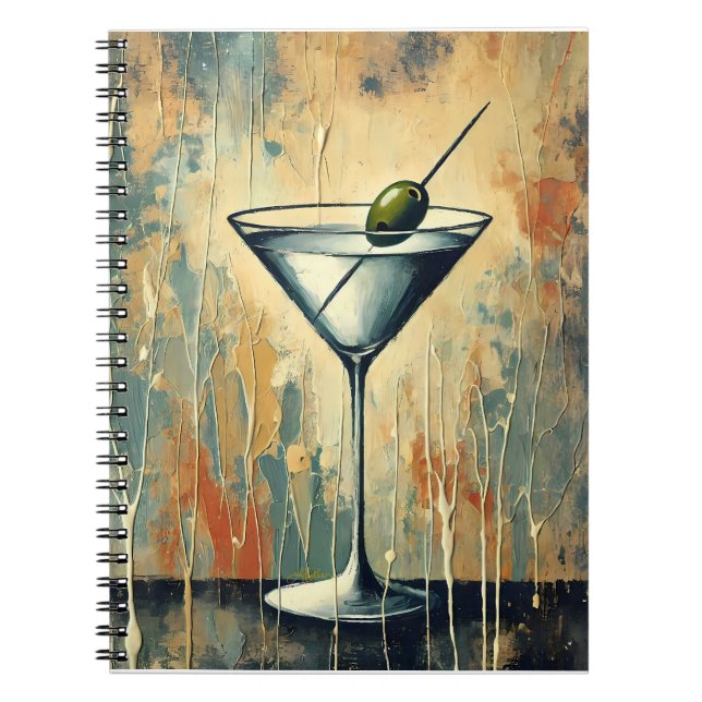 Mid Century Mixed Media Martini Art Notebook (Front)