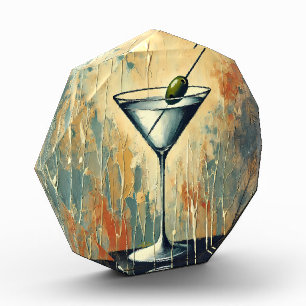 Mid Century Mixed Media Martini Art Photo Block