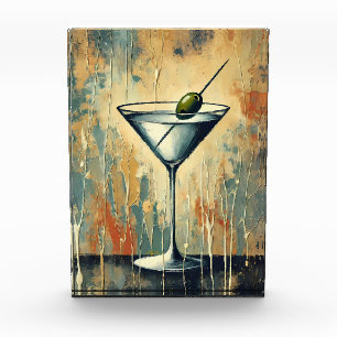Mid Century Mixed Media Martini Art Photo Block