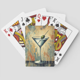Mid Century Mixed Media Martini Art Playing Cards