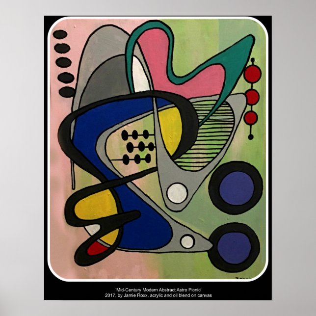 'Mid-Century Mod Abstract, Astro Picnic' painting Poster (Front)