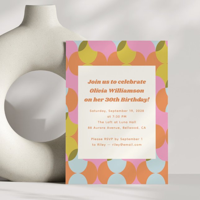 Mid Century Mod Abstract Geometric Birthday Party Invitation (Creator Uploaded)