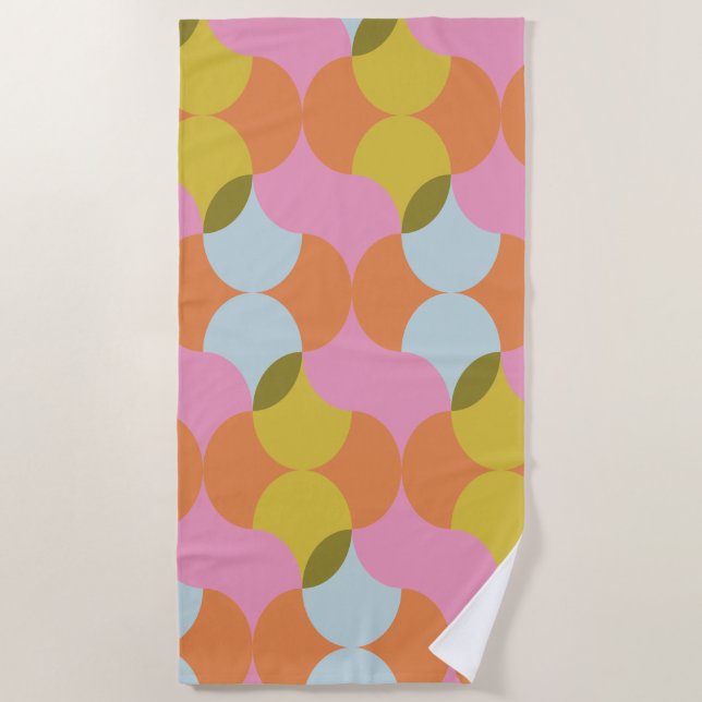 Mid Century Mod Abstract Geometric Shapes Pastels  Beach Towel (Front)