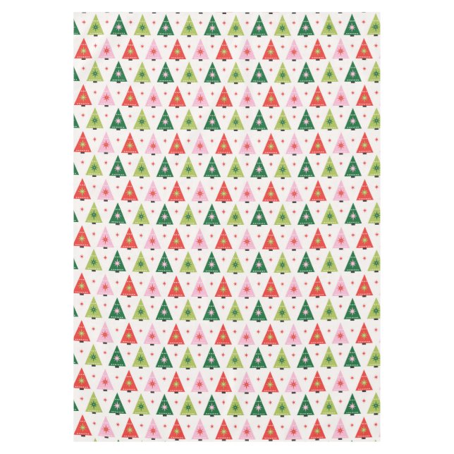 Mid-Century Mod Christmas Trees Tablecloth (Front)