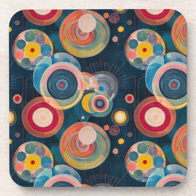 Mid Century Mod Circles in style of Hilma af Klint Coaster (Front)
