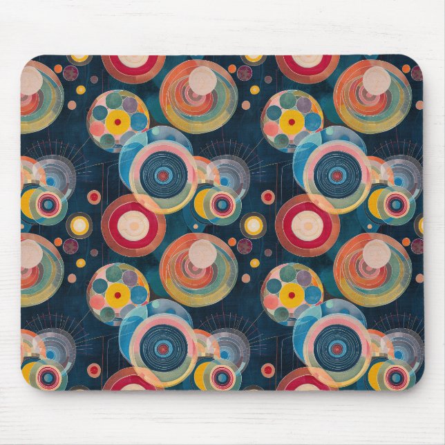 Mid Century Mod Circles in style of Hilma af Klint Mouse Mat (Front)