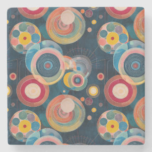 Mid Century Mod Circles in style of Hilma af Klint Stone Coaster