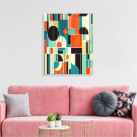 Mid Century Mod Geometric Abstract Canvas Art