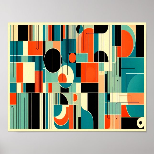 Mid Century Mod Geometric Abstract  Poster (Front)