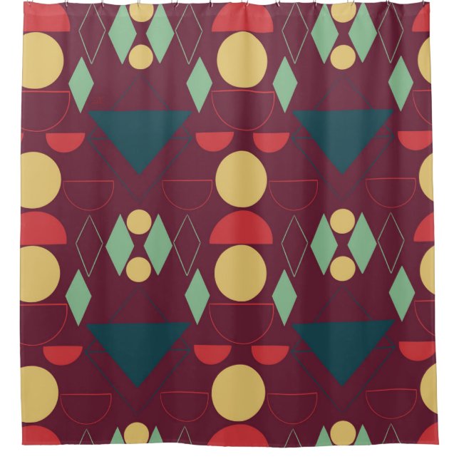 Mid Century Mod Geometric Fuchsia  Shower Curtain (Front)