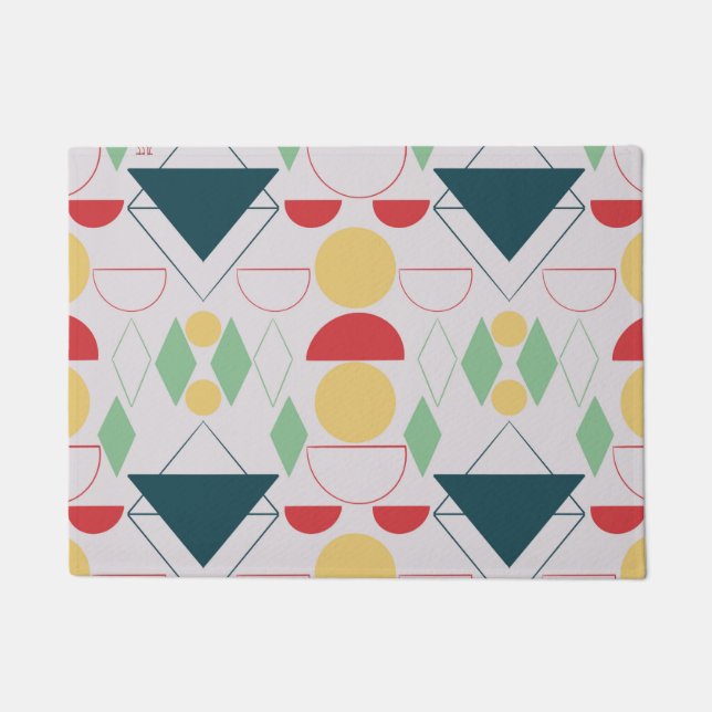 Mid Century Mod Geometric Grey   Doormat (Front)