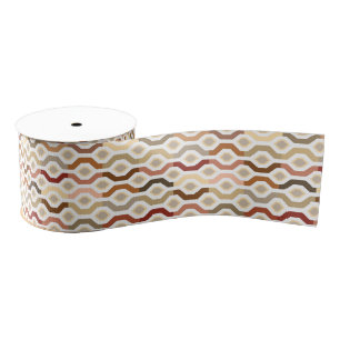 Mid Century Mod Geometric Link Pattern Grosgrain Ribbon