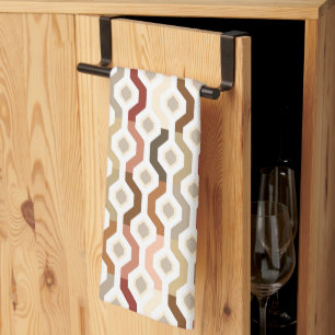 Mid Century Mod Geometric Link Pattern Tea Towel