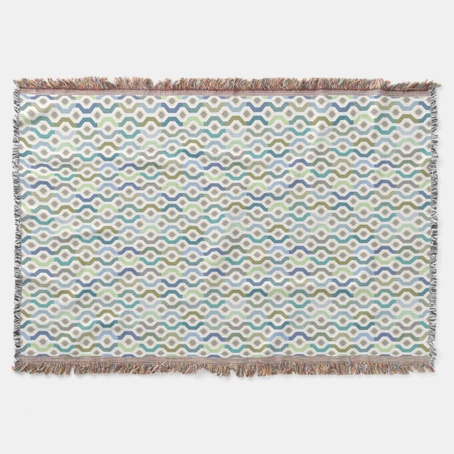 Mid Century Mod Geometric Link Pattern Throw Blanket (Front)