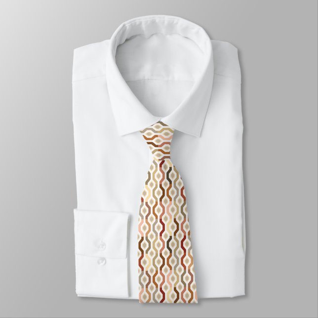 Mid Century Mod Geometric Link Pattern Tie (Tied)