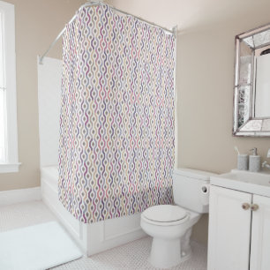 Mid Century Mod Geometric Pattern Purple Shower Curtain