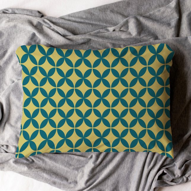 Mid-Century Mod Geometric Retro Modern Blue Green Pillowcase (Mid Mod Pillowcase)