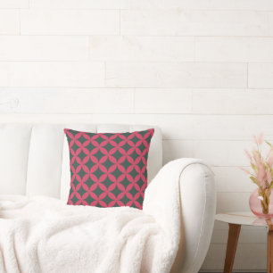 Mid-Century Mod Geometric Retro Modern Bright Pink Cushion