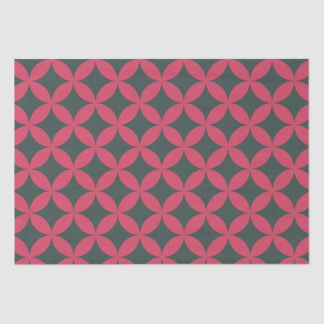 Mid-Century Mod Geometric Retro Modern Bright Pink Tissue Paper (Front)