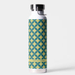 Mid-Century Mod Geometric Retro Modern Teal Green Water Bottle<br><div class="desc">This retro mid mod pattern in teal and avocado makes a fun and colourful statement. Coordinating items available.</div>