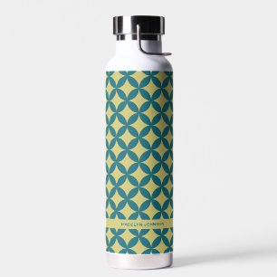Mid-Century Mod Geometric Retro Modern Teal Green Water Bottle