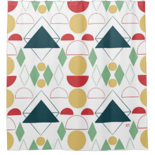 Mid Century Mod Geometric  Shower Curtain
