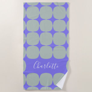 Mid Century Mod in Sage and Purple Personalised Beach Towel