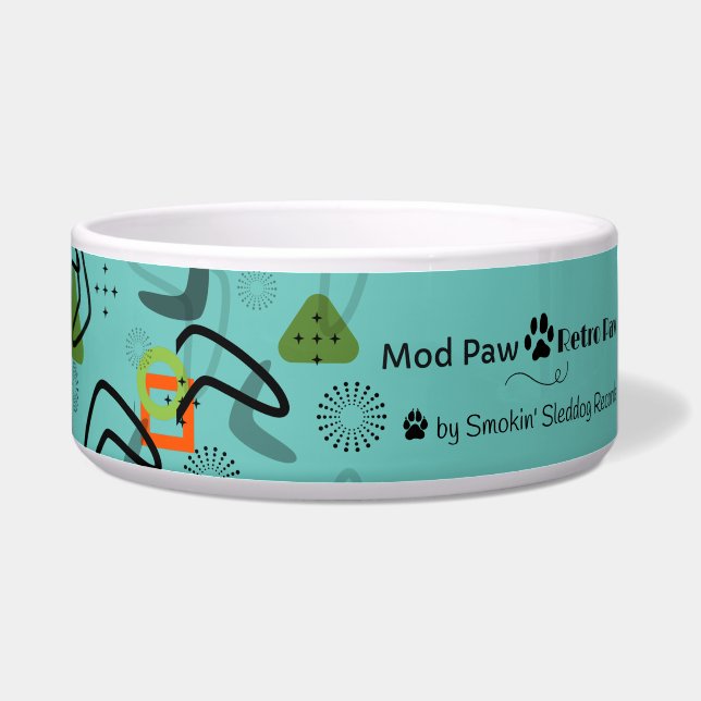 Mid Century Mod Inspired Retro Ceramic Pet Bowl (Right)