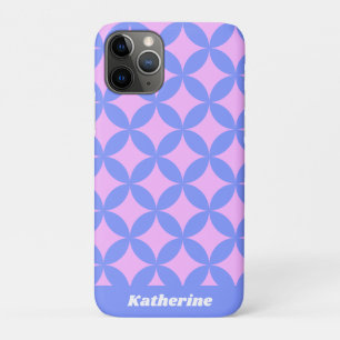 Mid Century Mod Pattern Pink Purple Personalised iPhone 11 Pro Case
