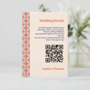 Mid Century Mod Retro Wedding Details Apricot Blue Enclosure Card