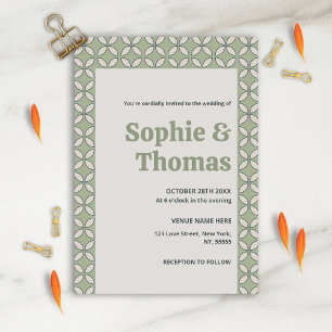 Mid Century Mod Retro Wedding Olive Green Invitation