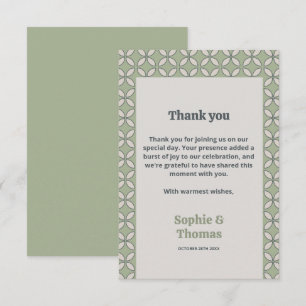 Mid Century Mod Retro Wedding Olive Green Thank You Card