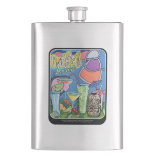 Mid Century Mod Tropical Tiki Lounge painting on a Hip Flask