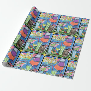 'Mid Century Mod Tropical Tiki Lounge' painting on Wrapping Paper