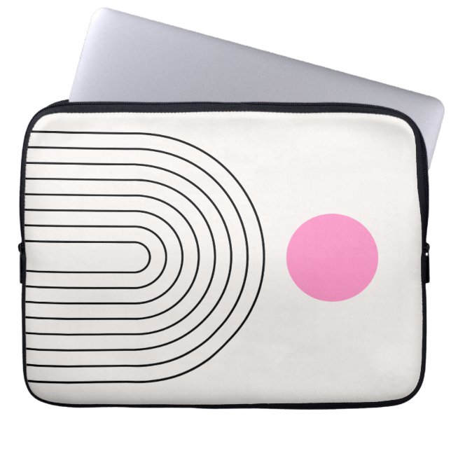 Mid Century Modern 01 Sun And Rainbow White Pink Laptop Sleeve (Front)