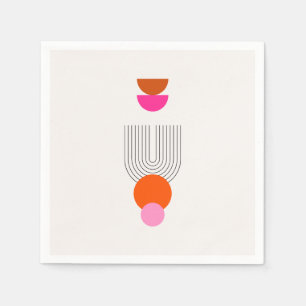 Mid Century Modern 03 Abstract Arch Pink Orange Napkin