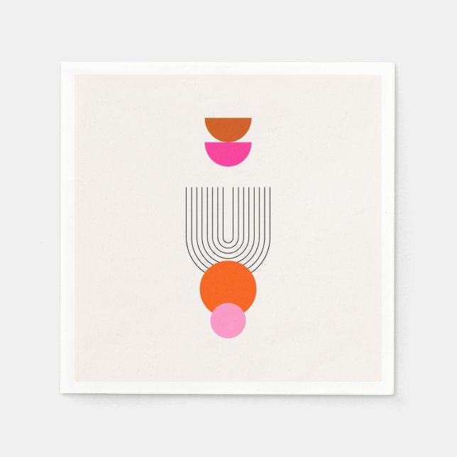 Mid Century Modern 03 Abstract Arch Pink Orange Napkin (Front)