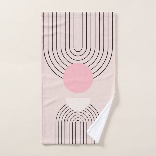 Mid Century Modern 06 Blush Pink Boho Arch Bath Towel Set (Hand Towel)
