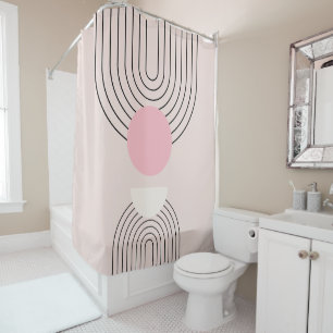 Mid Century Modern 06 Blush Pink Boho Arch Shower Curtain