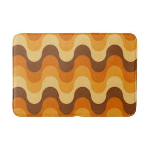 Mid Century Modern 1970s Wavy Stripe Pattern Bath Mat