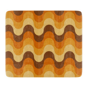 Mid Century Modern 1970s Wavy Stripe Pattern Cutting Board