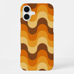 Mid Century Modern 1970s Wavy Stripe Pattern iPhone 16 Plus Case