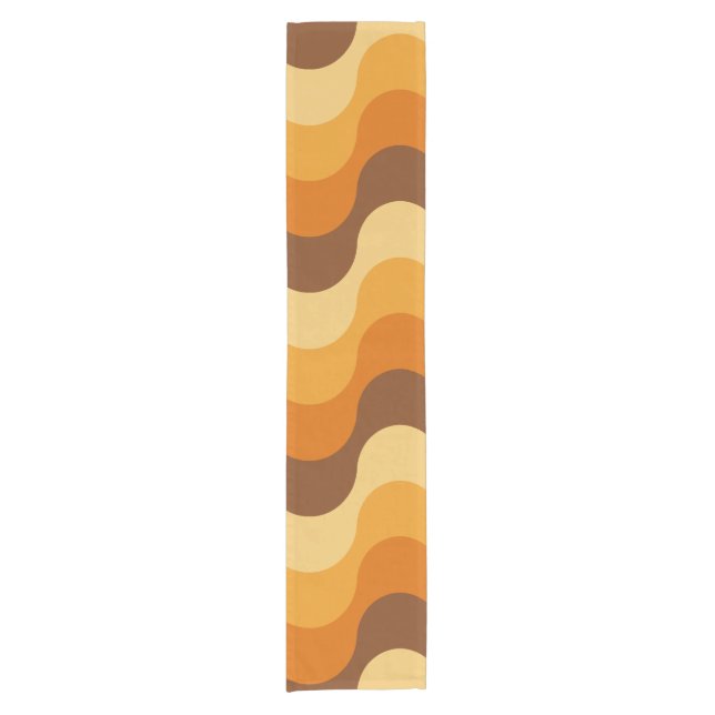 Mid Century Modern 1970s Wavy Stripe Pattern Short Table Runner (Front)